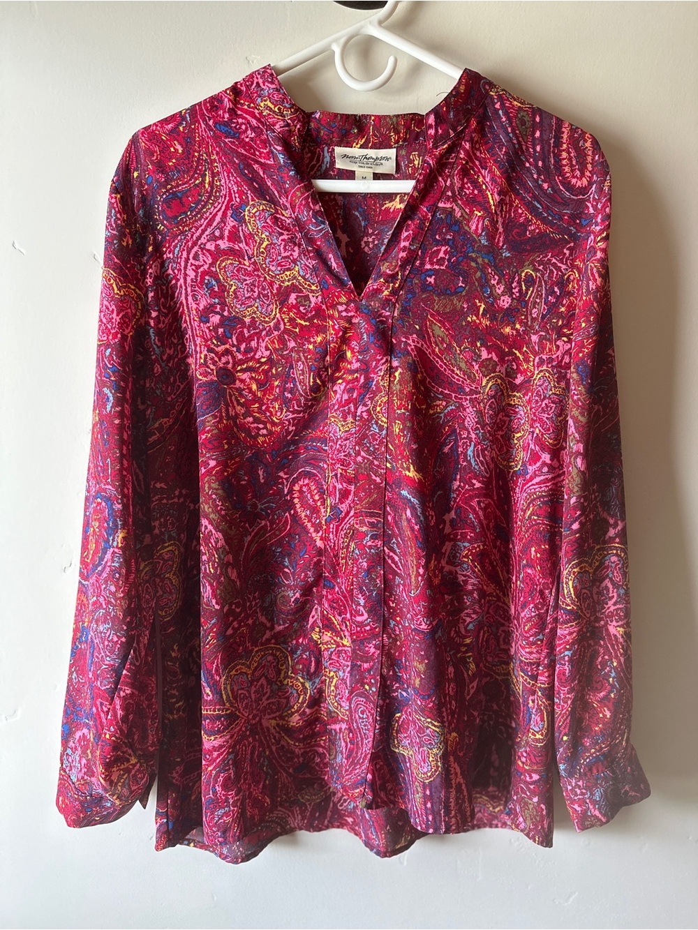 Norm Thompson Fuchsia Paisley V-Neck Blouse